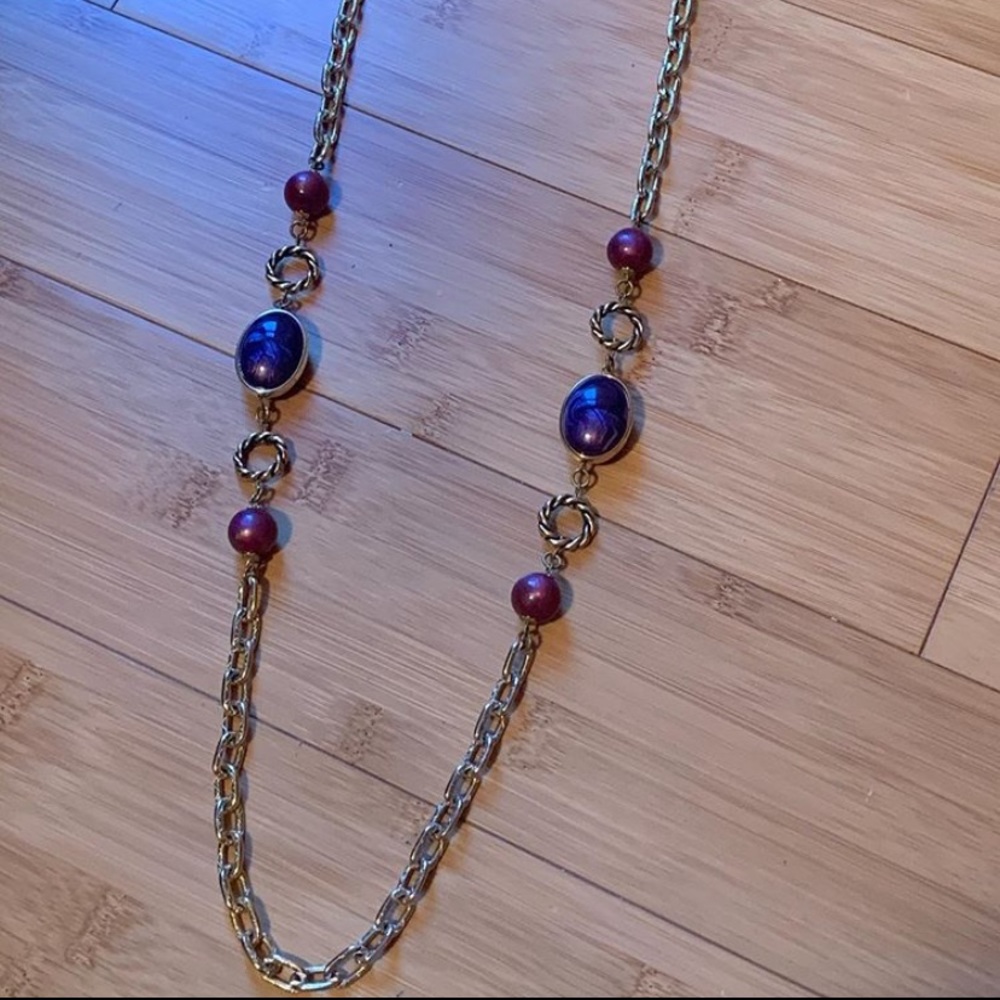 Vintage gold chain with purple accents
